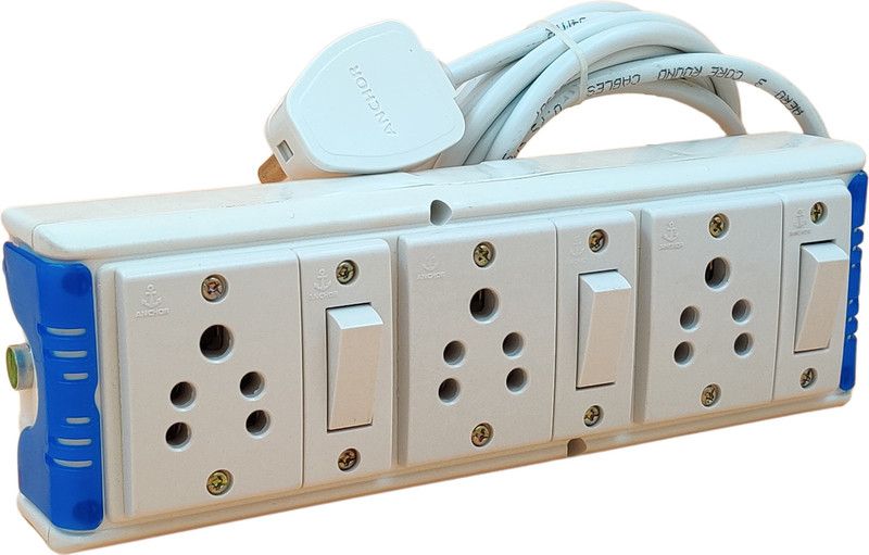 INDRICO Extension Board with Individual Switch 6 Way (Max. rating 1200W) 3 Socket Extension Boards  (White, 1.5 m)