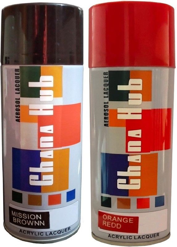 GHANA HUB PREMIUM CUBE F1 DOUBLE BROWN AND ORANGE RED Spray Paint 900 ml  (Pack of 2)