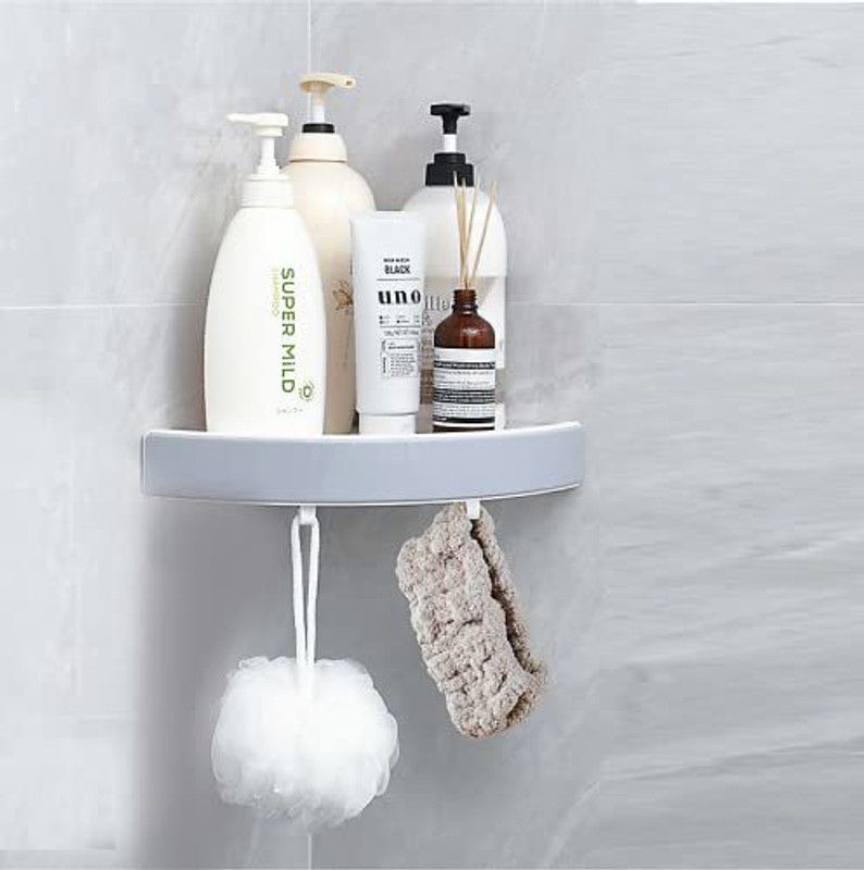 jstbuy Bathroom Rack Plastic Wall Shelf  (Number of Shelves - 1, White)