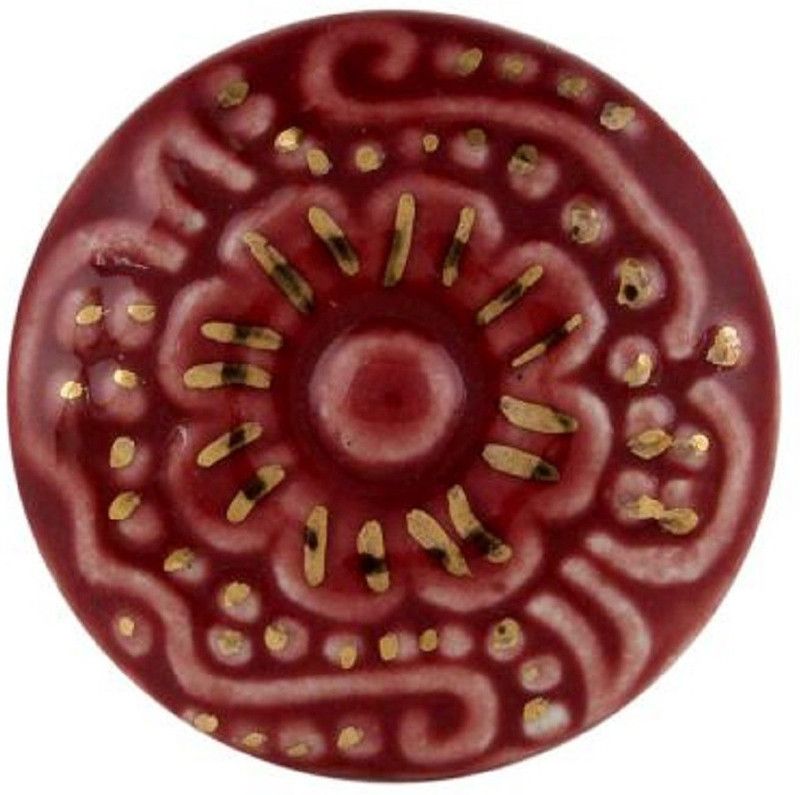 Indianshelf Floral Ceramic Cabinet/Drawer Handle  (Red Pack of 2)