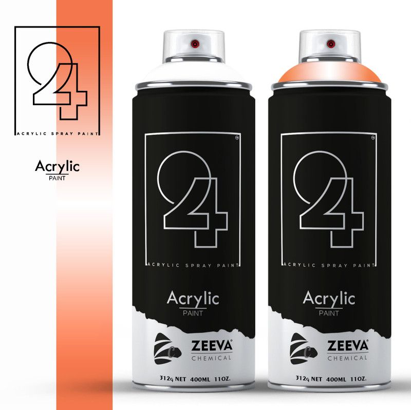 24 Acrylic DIY, Quick Drying with Gloss finish for Metal, Wood and Walls - Pure White & Copper Metalic Spray Paint 800 ml  (Pack of 2)