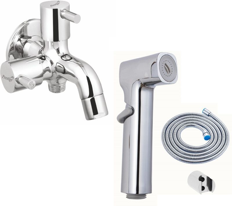 Prestige Dove Bib Cock 2 Way With Jazz Health Faucet Dove Bib Cock 2 Way With Jazz Health Faucet Twin Elbow Valve Faucet  (Wall Mount Installation Type)