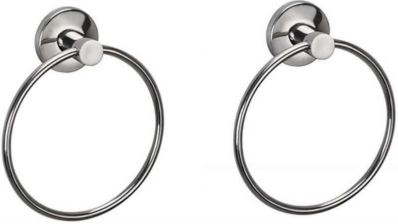 Sun Shield Stainless Steel Bathroom Stylish/Fancy Towel/Napkin Ring Round Chrome Finished - Pack of 2 pcs Steel Towel Holder  (Steel)
