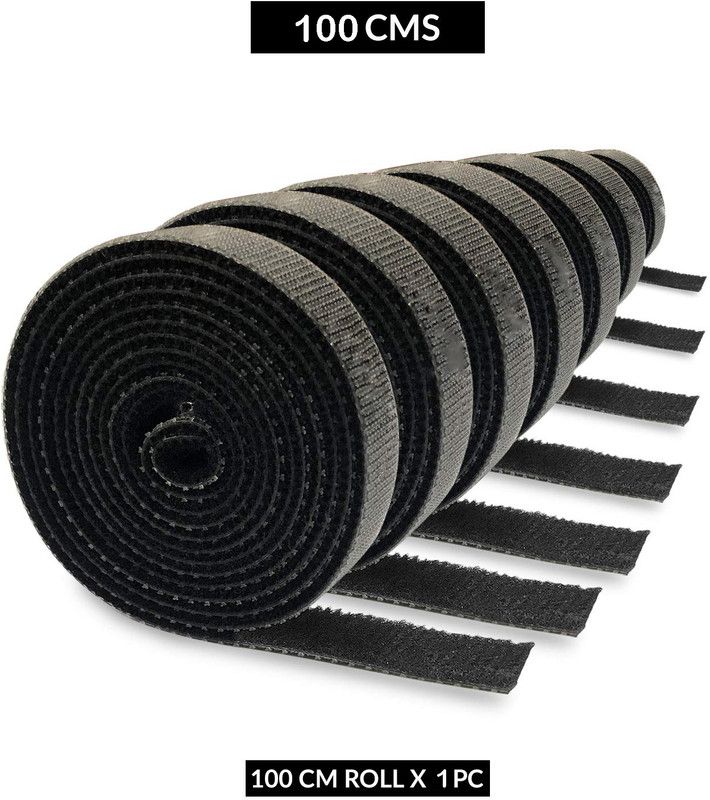 KeepCart Velcro Cable Organizer Nylon Releasable Cable Tie  (Black Pack of 1)