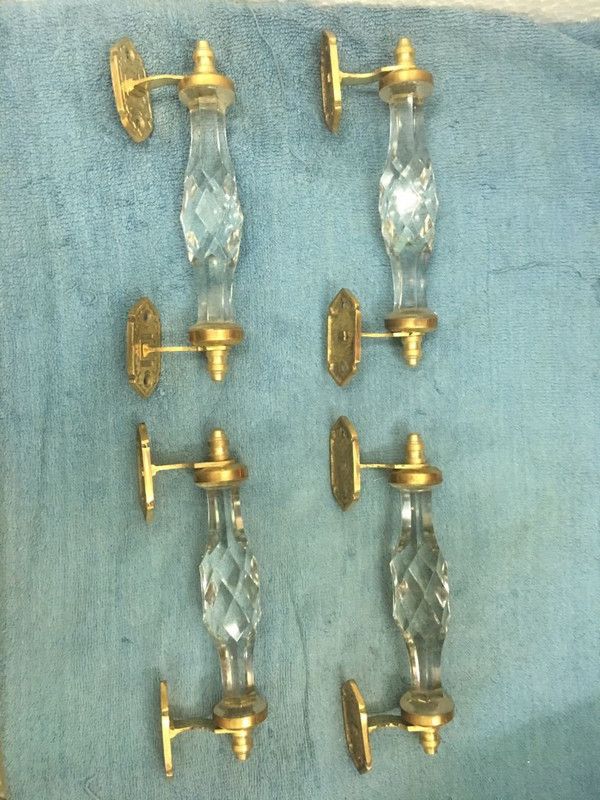 Robin Export Company Glass, Brass Door Handle  (Clear Pack of 1)