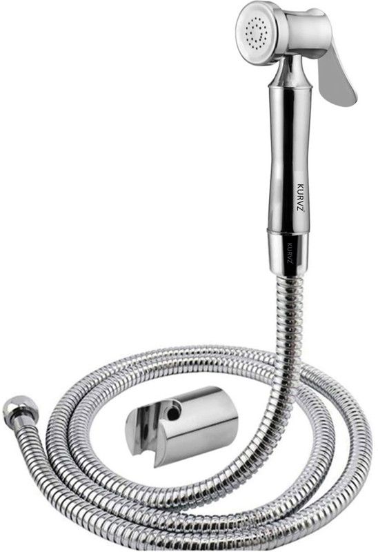 Kurvz Shark (BRASS) Health Faucet with 1 mtr Flexible SS Tube and Wall Hook Faucet Set