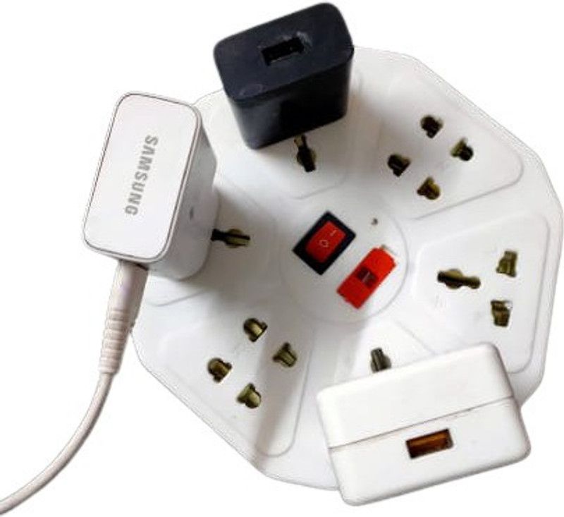 BHATNAGAR Extension Board, 8+1 Multi Plug Points Universal Sockets Strip, LED Indicator & Master Switch,.3 Meters Cord - 6 AMP, 8Socket Extension Boards (White) 8 Socket Extension Boards  (White, 3 m)