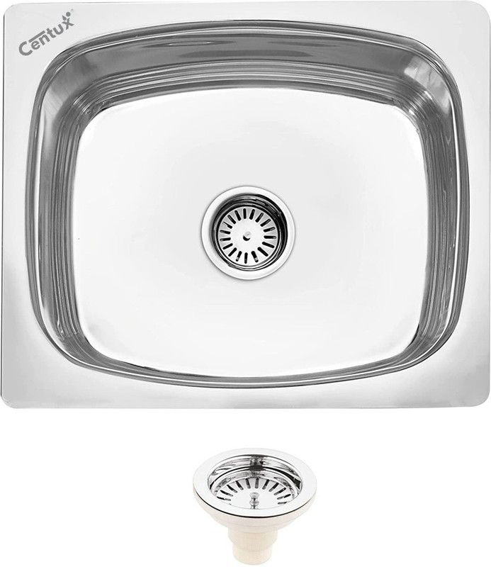 centux centux 304 Grade Stainless steel Kitchen Sink 10 year warranty size 18x16x8 Top Mount  (white)