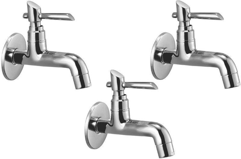 Oleanna ALCOF-04 Fancy Long Nose Bib Cock With Wall Flange Long Body Tap (Disc Fitting | Quarter Turn | Form Flow) (Pack of 3 Pcs) Basin Mixer Faucet  (Wall Mount Installation Type)