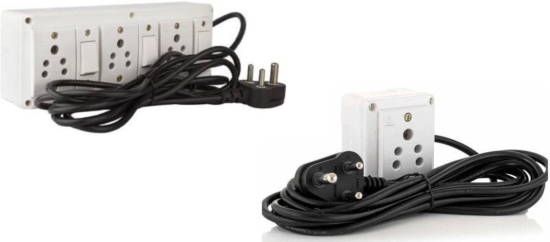 JELECTRICALS Two Extension board With Long Wire 4 Socket Extension Boards  (White, 3 m)