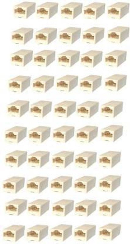 KR CABLES (Pack of 50) RJ45 8P8C CAT5, CAT5E, CAT6 Female to Female (LAN) Network Cable Coupler/Adapter/Connector Pigtail Wire Connector  (Yellow, Pack of 50)