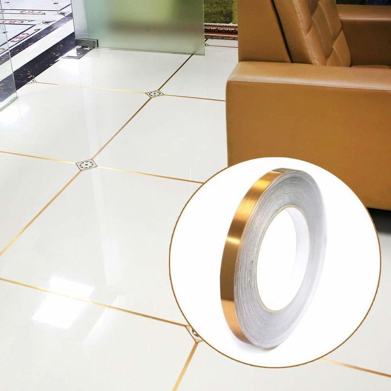 Tomex 50m Home Tile Sticker Waterproof Gap Sealing Tape Strip Adhesive Tile Decoration Floor Tape for Floor and Wall(1cm x 50m, Gold) Crack Filler  (50 ml)