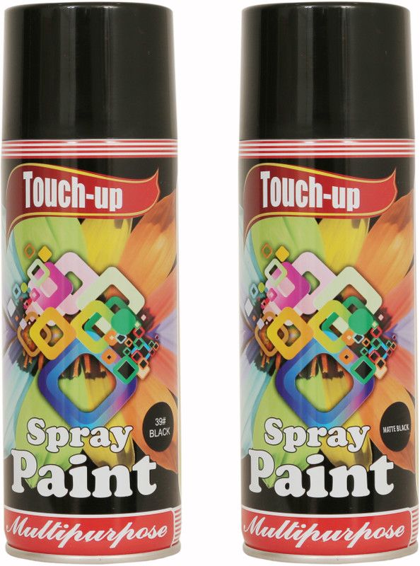 Touch-up Ready-to-Use Aerosol Spray Paint for Car, Bike, Wall Painting, Home & Furniture Black & Matt Black Spray Paint 400 ml  (Pack of 2)