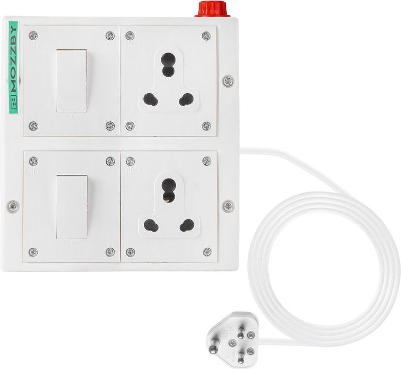 MOZZBY Extension Board 16 Amp with Long Wire 5 meter (1.5) MM 2 Socket Extension Board_WHITE 2 Socket Extension Boards  (White, 5 m)