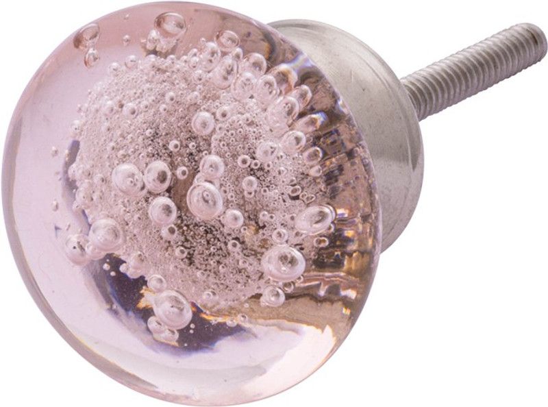 ATOM BUBBLE-PINK |1.25 Inches Glass Knob Premium Quality for Wardrobe, Drawer| Pink Finish | Glass Cabinet/Drawer Handle  (Pink Pack of 1)