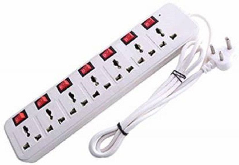 D-DEVOX Extension Strip with Power on/Off Switch, Fuse and Spark Suppressor 7 Socket Extension Boards 7 Socket Extension Boards  (White, Red, 3.6 m)