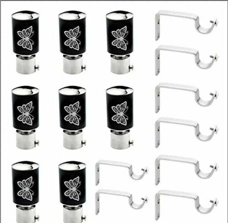 GARILAX Black b Bracket, Curtain Knobs, Curtain Hooks, Curtain Rods Metal (Pack of 8) Handrail Bracket