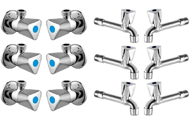 Floyd Jazz Long Body and Angle Cock Bathroom Kitchen Tap with Wall Flange Pack of 12 Faucet Set