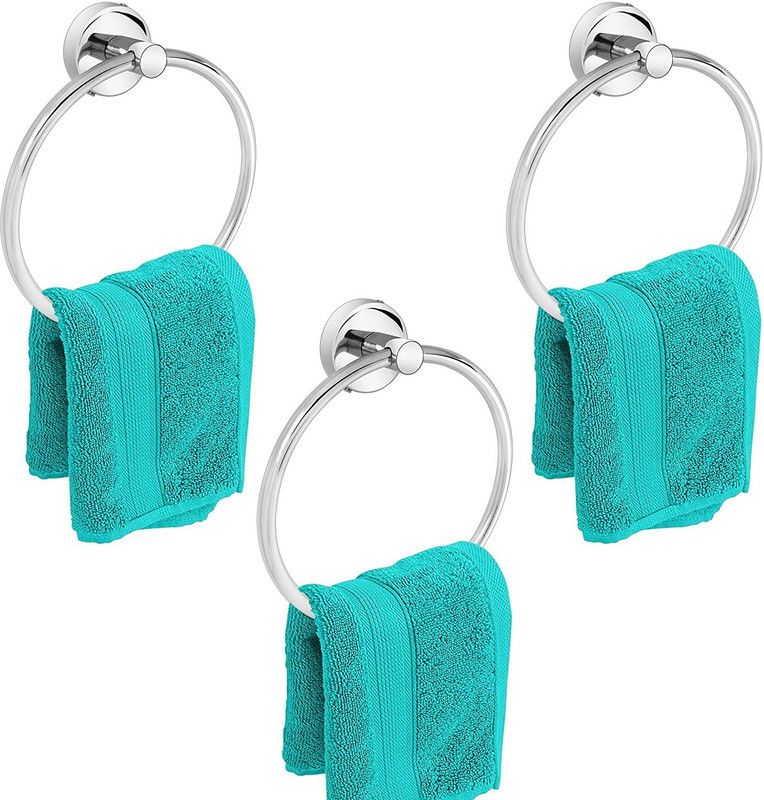Plantex Stainless Steel Towel Ring for Bathroom/Wash Basin/Napkin-Towel Hanger/Bathroom Accessories (Round - Pack of 3) Chrome Finish Towel Holder  (Stainless Steel)