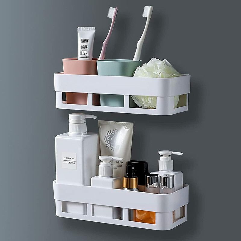 HOLESALEMART Plastic Wall Shelf  (Number of Shelves - 2)