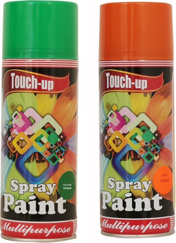 Touch-up Ready-to-Use Aerosol Spray Paint for Car, Bike, Wall Painting, Home & Furniture Olive Green & Orange Spray Paint 400 ml  (Pack of 2)
