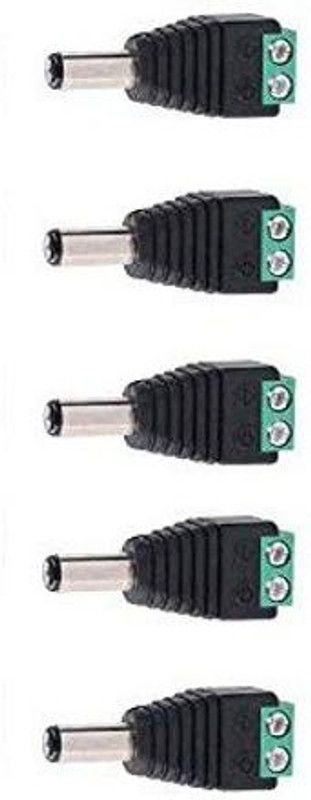 ATEKT DC Pin Connector 12V DC Power Connector 5.5mm x 2.1mm pack of 5 DC Pin Connector 12V DC Power Connector Wire Connector  (Green, Black, Pack of 5)