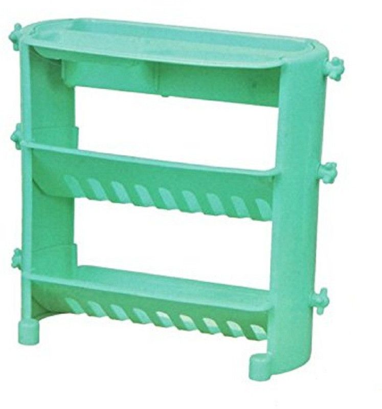 Apexify 3 Tier Corner Storage Shelf Plastic Bathroom Rack Plastic Wall Shelf  (Number of Shelves - 3, Green)