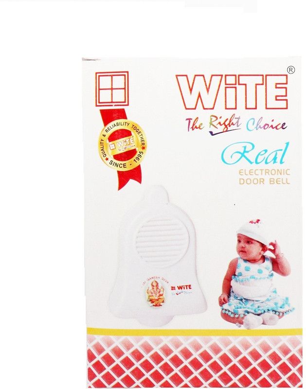 WiTE The Right Choice - Real - RADHE RADHE (Sri Krishna) Mantra Electronic Door Bell (6 Tunes) - Glossy Finish - Special Temple Bell Shape - Wired Door Chime
