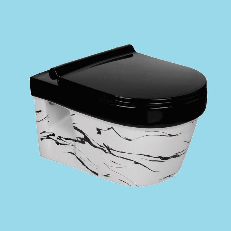 Vardhman Ceramics Designer Wall Hung Rimless Western Toilet / Commode / Water Closet / EWC Western Commode  (Black & White)