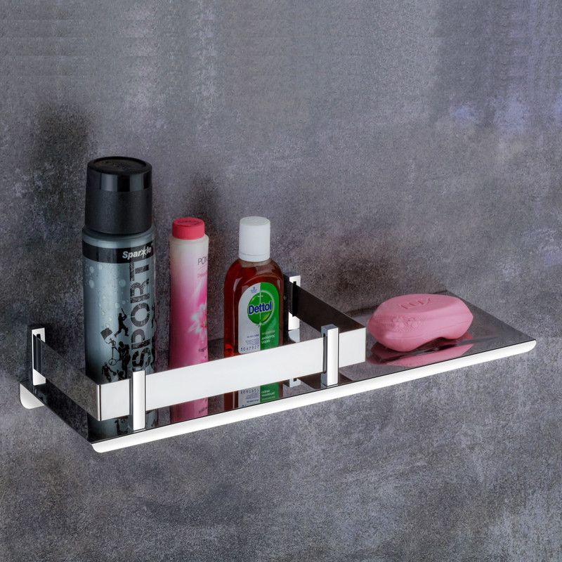 SMART SLIDE Stainless Steel Bathroom Shelf/Kitchen Shelf/Wall Shelf and Rack/Bathroom Rack with Soap Dish/Soap Case/Bathroom Accessories (15 X 5 Inches) Stainless Steel Wall Shelf  (Number of Shelves - 1)
