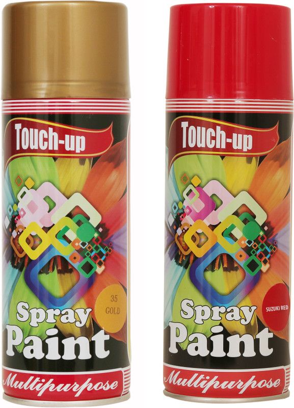 Touch-up Ready-to-Use Aerosol Spray Paint for Car, Bike, Wall Painting, Home & Furniture Gold & Suzuki Red Spray Paint 400 ml  (Pack of 2)