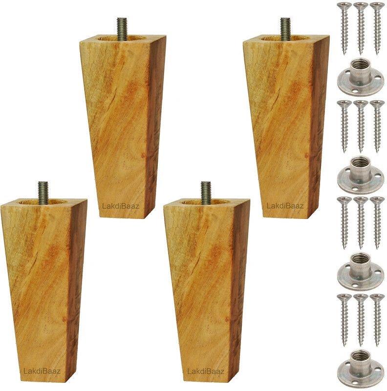 LAKDI-BAAZ Wooden Leg Square Uncolored Ready to Polish for Sofa and Furniture 6 Inch Sofa Legs  (Furniture Accessories, Wood)