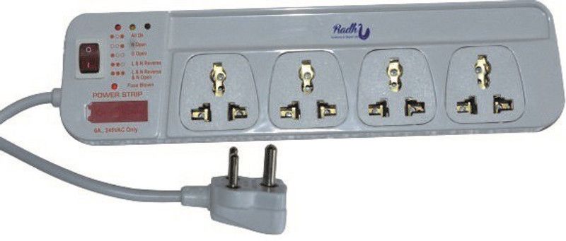 Radhu Surge Protector 4 Socket Extension Boards  (White, 1 m)