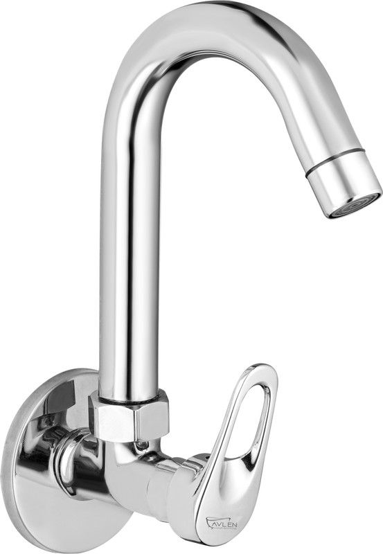 AVLEN NA Brass Ocean Sink Cock Handle with Swivel Spout,with Flange and Aerator Foam Flow Pillar Tap Faucet  (Wall Mount Installation Type)
