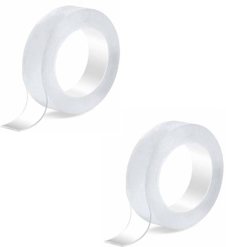 TOPHAVEN Adhesive Grip | Washable | Removable | Sticky | No Trace | Anti-Slip Gel Tape for Metal, Glass, Wall, Home, Office & Decor 1 m Filament Tape  (Clear Pack of 2)