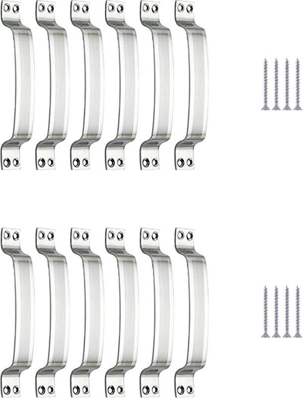Sun Shield Stainless Steel for Doors / Window Handles - Hexa - 6 inch - Set of 12 pcs Stainless Steel Door Handle  (Steel Pack of 12)
