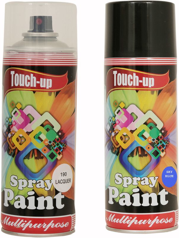 Touch-up Ready-to-Use Aerosol Spray Paint for Car, Bike, Wall Painting, Home & Furniture Lacquer & Sky Blue Spray Paint 400 ml  (Pack of 2)