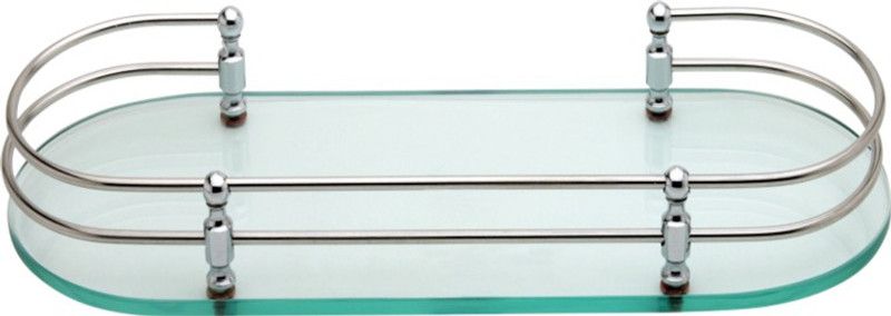 Joyo Cera Front Glass Shelf - Bathroom Clear Front Glass Shelves (Chrome Finish) and Barss Bracket (21x6) Glass Wall Shelf  (Number of Shelves - 1, Clear)