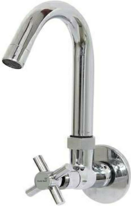 Gold Bell by Gold Bell Sink Cock Brass Crosa Series Heavy Weight Movable Spout Chrome Finish Pack ( 01) Sink Cock Brass Corosa Handle Heavy Weight Movable Spout Chrome Finish Pack ( 01) Spout Faucet  (Wall Mount Installation Type)