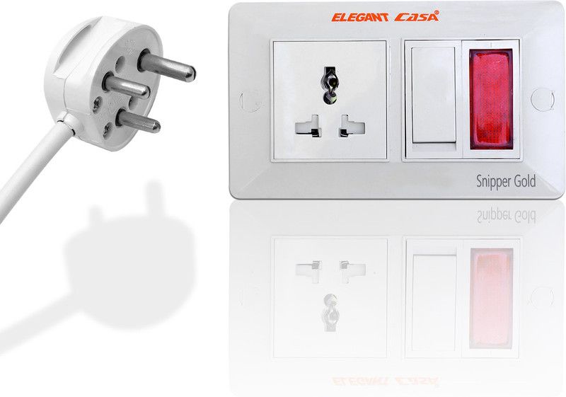 Elegant Casa Extention Board 6Amp Universal Socket with Individual Switch 3 core 1.5mm 1 Socket Extension Boards  (White, 3 m)