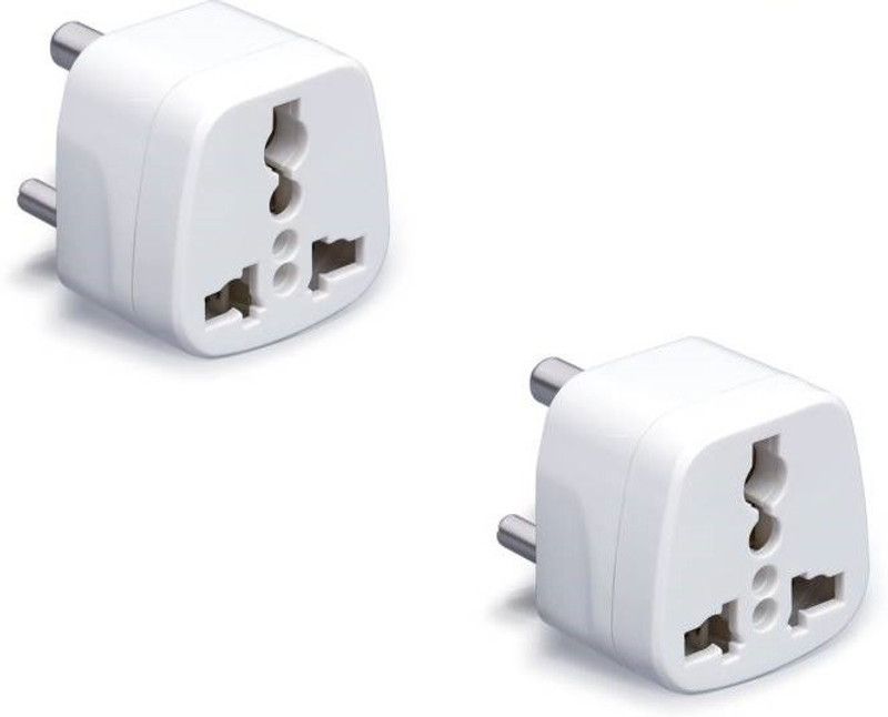 PagKis Set of 2 - UK US EU 3 pin Adapter / Converter 6 amp to 6 amp CONVERSION Three Pin Plug  (White)