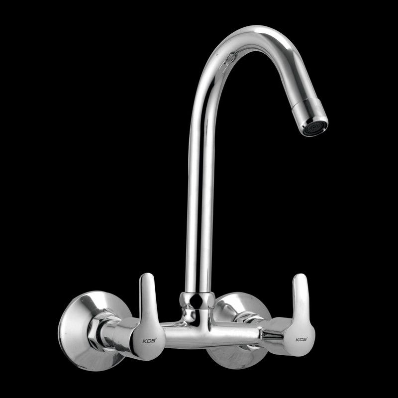 KCS (CS-CSM) - Cosmo Brass Kitchen Sink Mixer Hot & Cold Water Tap with 360° Swivel Spout (Chrome Finish) Kitchen Mixer Faucet  (Wall Mount Installation Type)