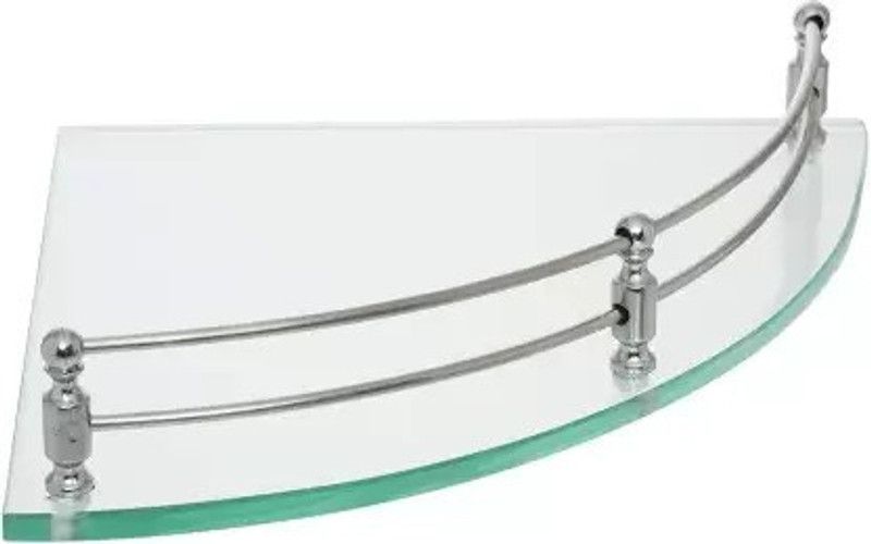 NDF Multipurpose High-quality Glass Corner Shelf / Rack- Wall Mount Glass Wall Shelf  (Number of Shelves - 1)