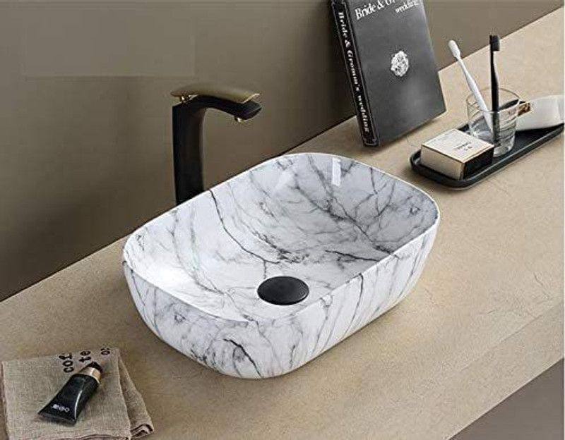 SVOCK WB-White Grey Wash Basin WB-White Grey Wash Basin Table Top Basin  (White)