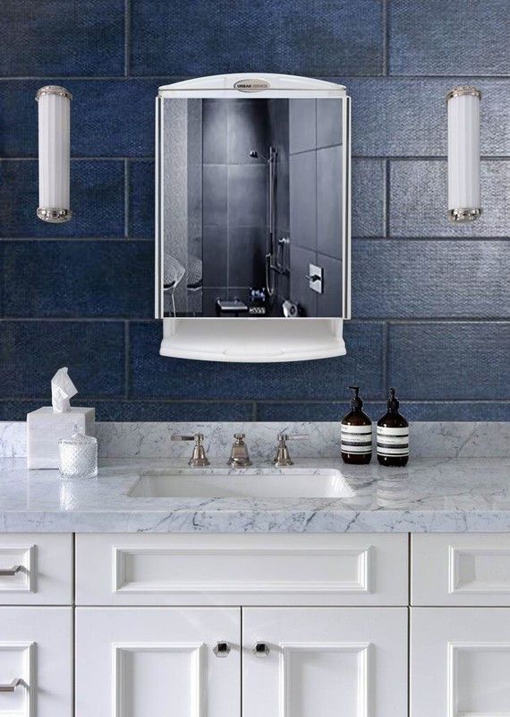 URBAN CHOICE Bathroom Storage With Bathroom Mirror  (Rectangle Finish : Glossy)