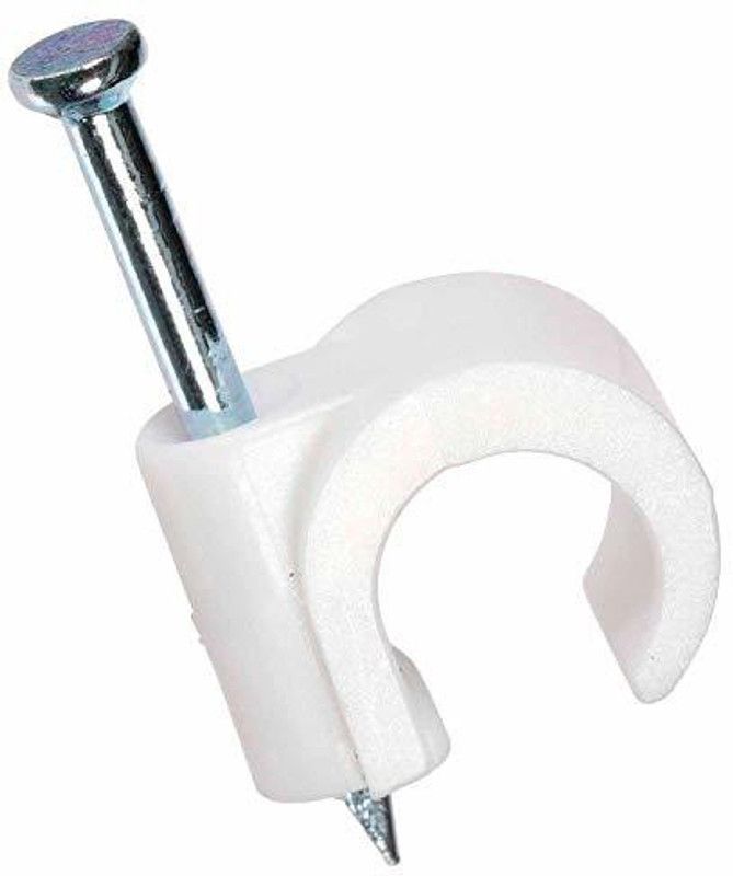 Elegant Casa 8mm Circle Cable Clip with Metal Nail for Wire Management (100 Pcs, White) Iron, Plastic Releasable Cable Tie  (white Pack of 100)