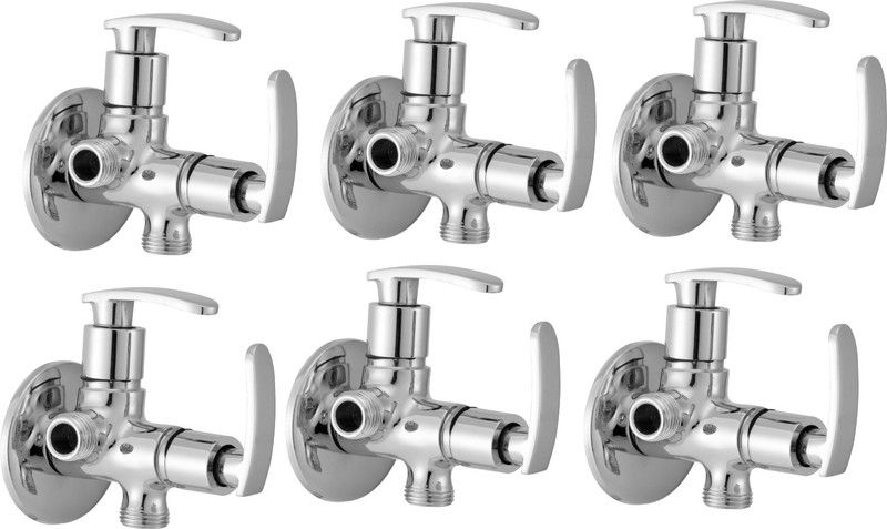 LOGGER - Two way Angle cock with Flange (L20010075A) Pack of 6 pcs Twin Elbow Valve Faucet  (Wall Mount Installation Type)