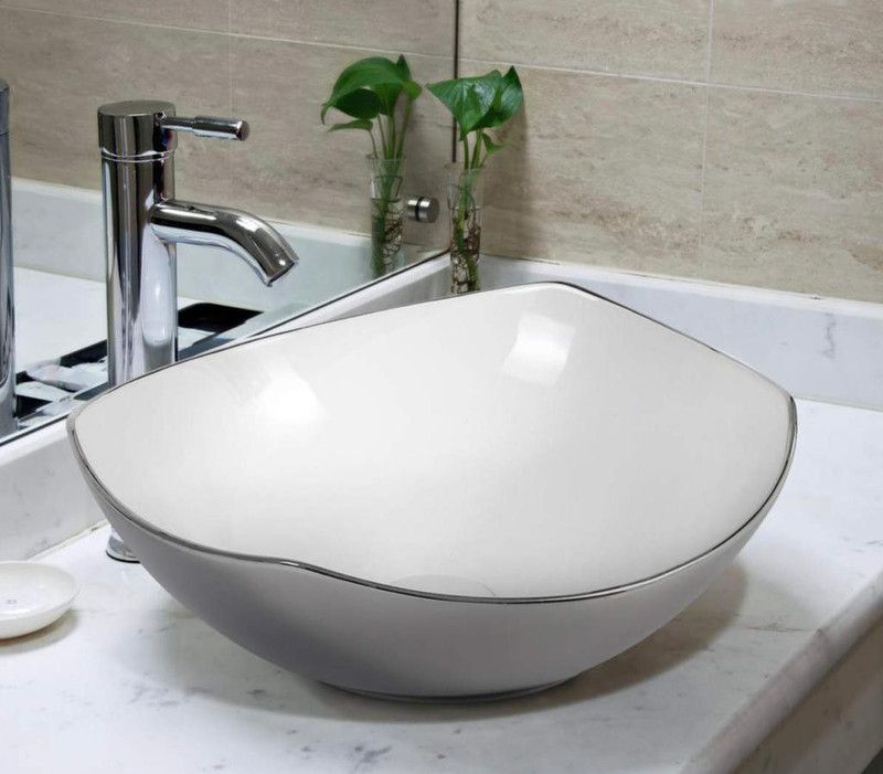 BasinWorld BEST LATEST BEAUTIFUL ART CEAMIC COUNTER TOP WASH BASIN Table Top Basin  (MULTI)