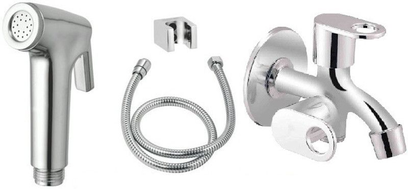 fastgear by Fastgear Health Faucet with 2way/twin Bib-tap/Angle Wall for Bathroom/Kitchen/Garden Trendy Design water Saving Aerator Suitable for Washbasin Bathroom &Kitchen Health Faucet  (Wall Mount Installation Type)