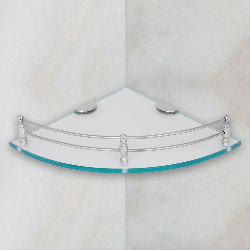 FORMSONS Toughened Glass Corner Glass Wall Shelf  (Number of Shelves - 1, Clear)